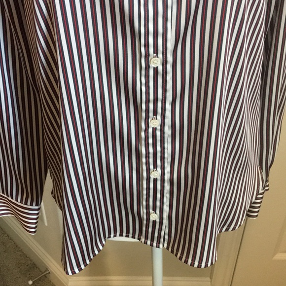 Court & Rowe Striped Poly Satin Button Down Blouse, size Small - Picture 3 of 9